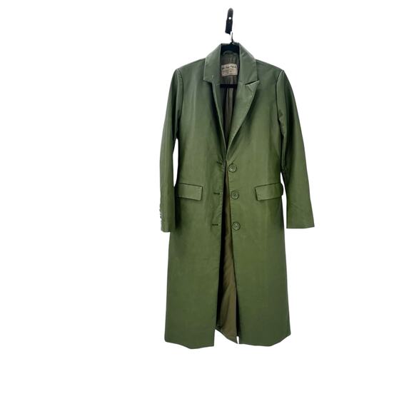 Free People Women's Trinity Faux Leather Trench Coat Long Sleeve Green Size XS - Picture 9 of 13